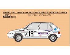 Decal – Škoda Favorit 136L - Rallye Teplice 1988 - Berger / Petera 1/43